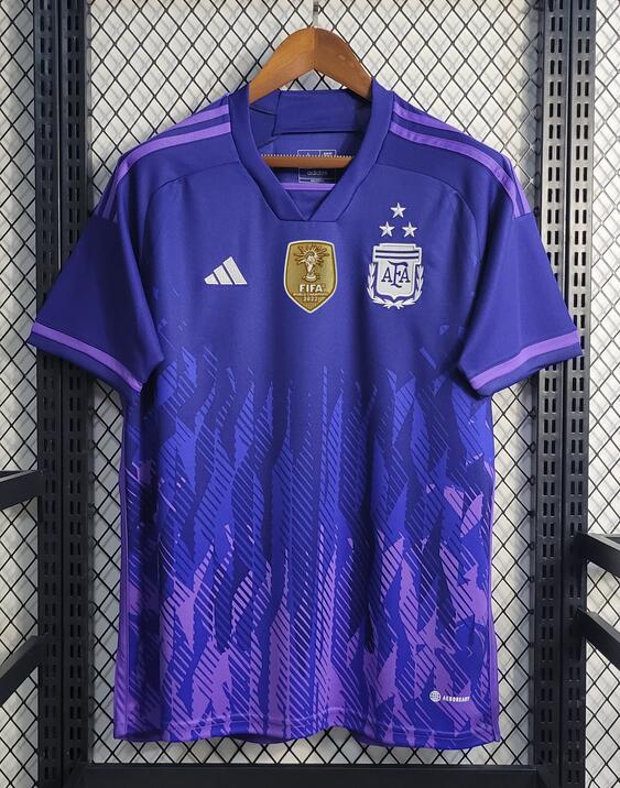 Argentina 2022 World Cup Away 3 Stars Shirt Soccer Jersey With Gold