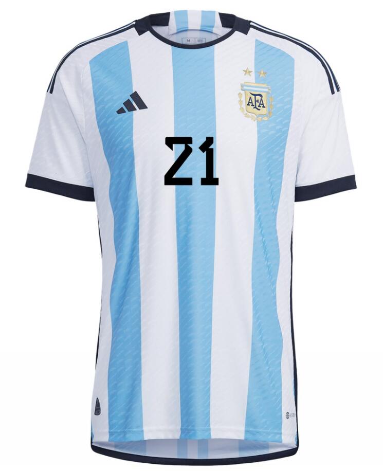 Match Version Argentina 2022 World Cup Home 21 PAULO DYBALA Shirt ...