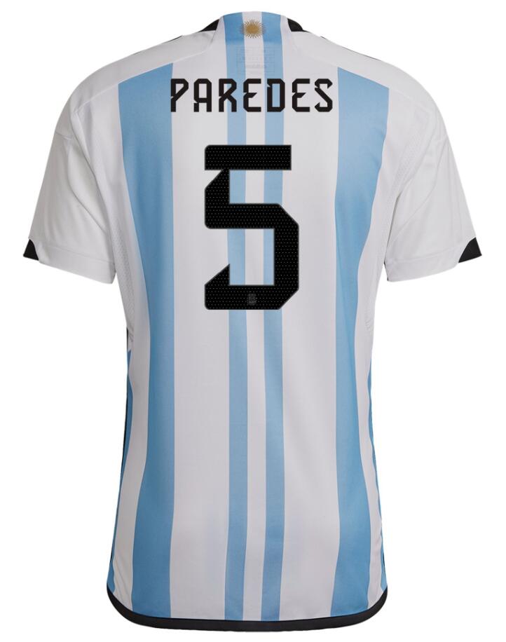 Argentina 2022 World Cup Home 5 LEANDRO PAREDES Shirt Soccer Jersey ...