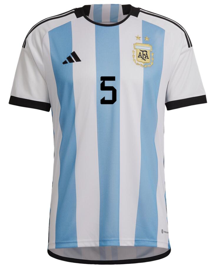 Argentina 2022 World Cup Home 5 LEANDRO PAREDES Shirt Soccer Jersey ...