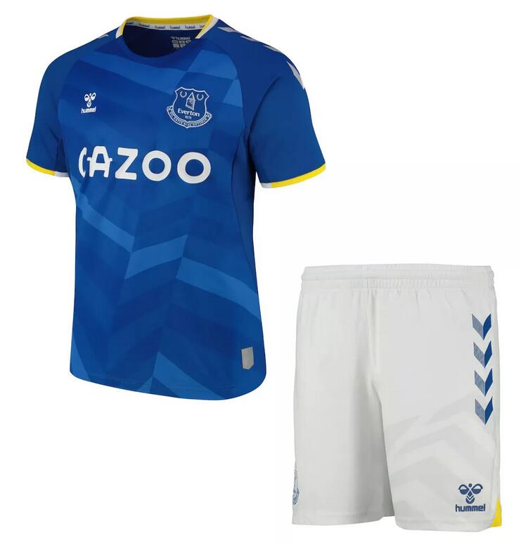 Everton 2021/22 Home Kids Soccer Kit Children Shirt + Shorts ...