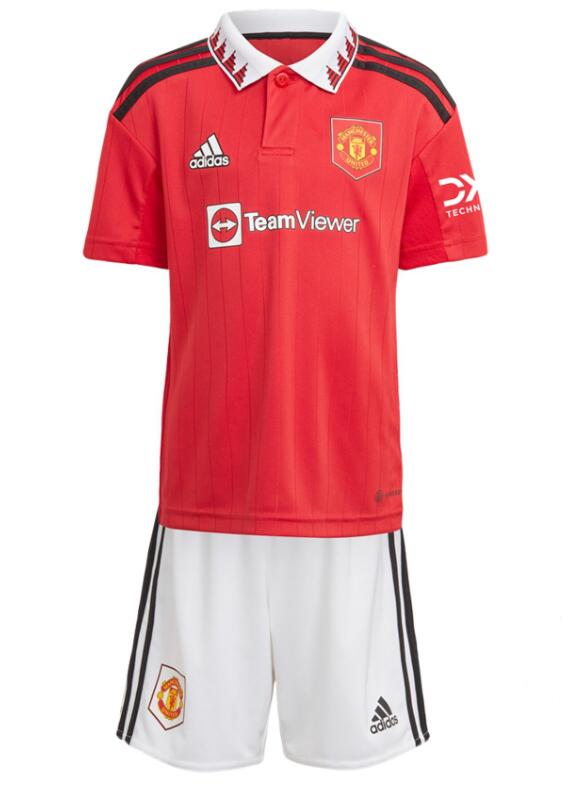 Manchester United 2022/23 Home Kids Soccer Kit Children Shirt and ...