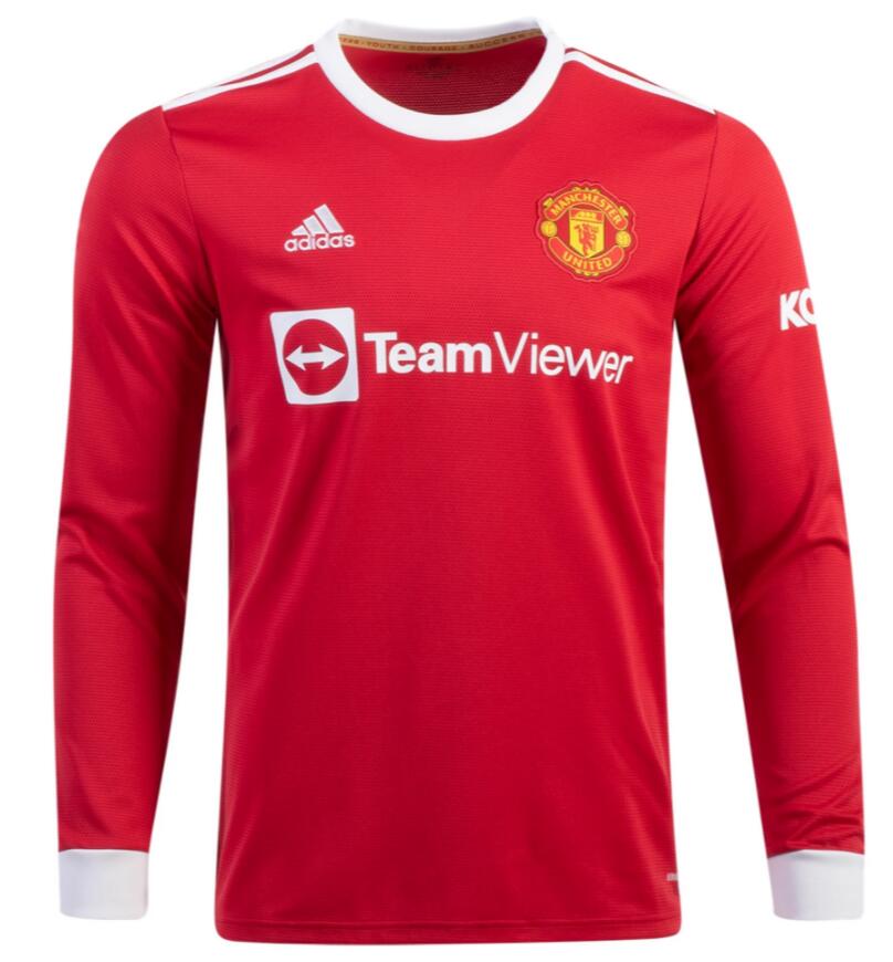 Manchester United 2021/22 Home Long Sleeved Shirt Soccer Jersey ...