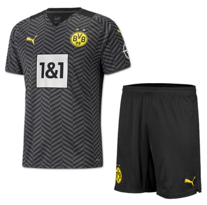 Borussia Dortmund 2021/22 Away Kids Soccer Suits Children Shirt and Shorts