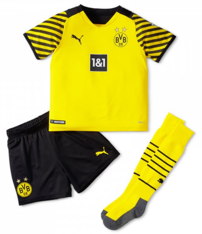 Borussia Dortmund 2021/22 Home Children Soccer Whole Kit