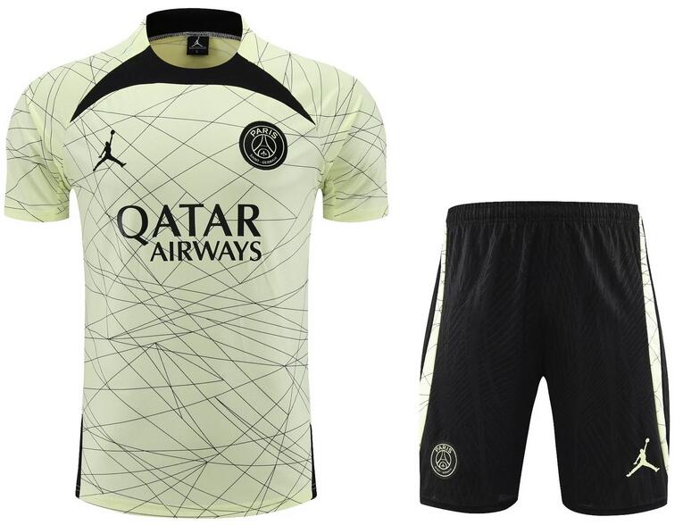 PSG 2023/24 Yellow Black Training Uniforms (Shirt+Shorts ...