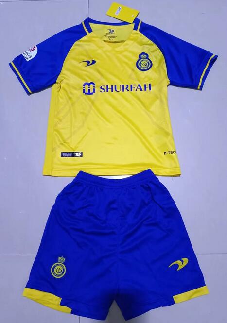 AL-NASSR 2022/23 Home Kids Soccer Jersey Kit Children Shirt + Shorts ...