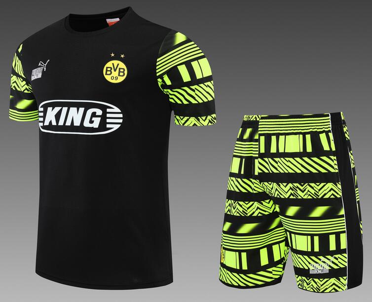 Dortmund 2022/23 Black Yellow Training Uniforms (Shirt+Shorts)