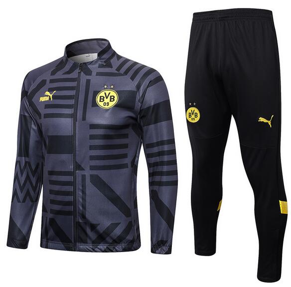 Dortmund 2022/23 Grey Black Training Suit (Jacket+Trouser)