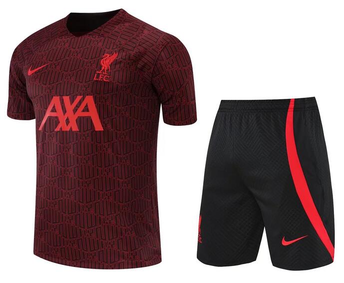 Liverpool 2022/23 Maroon Training Uniforms (Shirt+Shorts ...