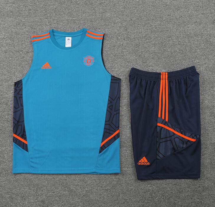 Manchester United 2022/23 Cyan Training Vest Uniforms (Shirt+Shorts ...