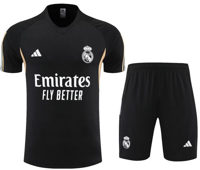 Real Madrid 2023/24 Black Training Uniforms (Shirt+Shorts ...