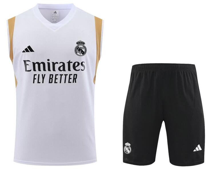 Real Madrid 2023/24 White Training Vest Uniforms (Shirt+Shorts ...